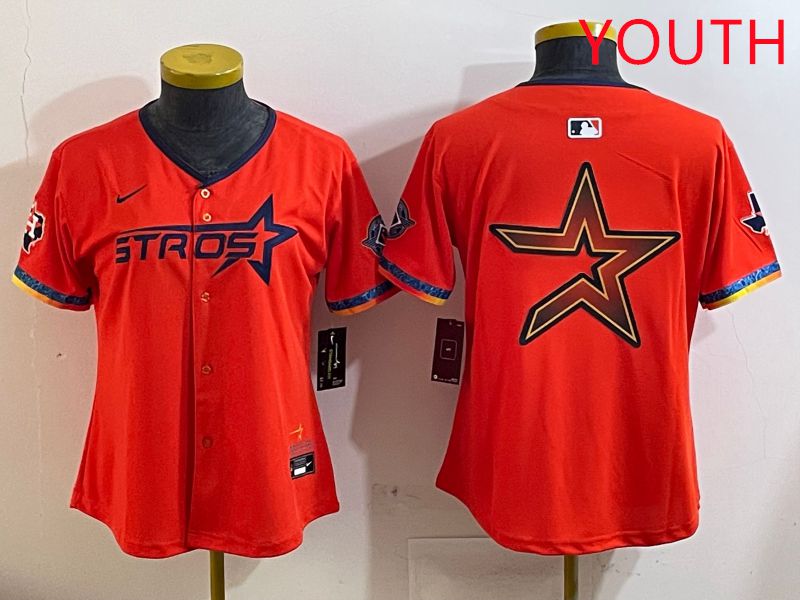 Youth Houston Astros Blank Orange Fourth generation Joint Name 2025 Nike MLB Jersey style 7->youth mlb jersey->Youth Jersey